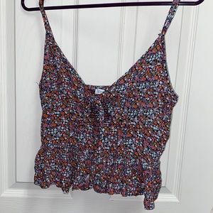 Floral tie front tank top